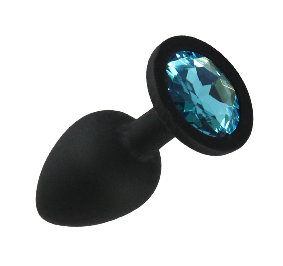 Dop Anal Diamond Buttplug Large Silicon Negru/Albastru Deschis Mokko Toys