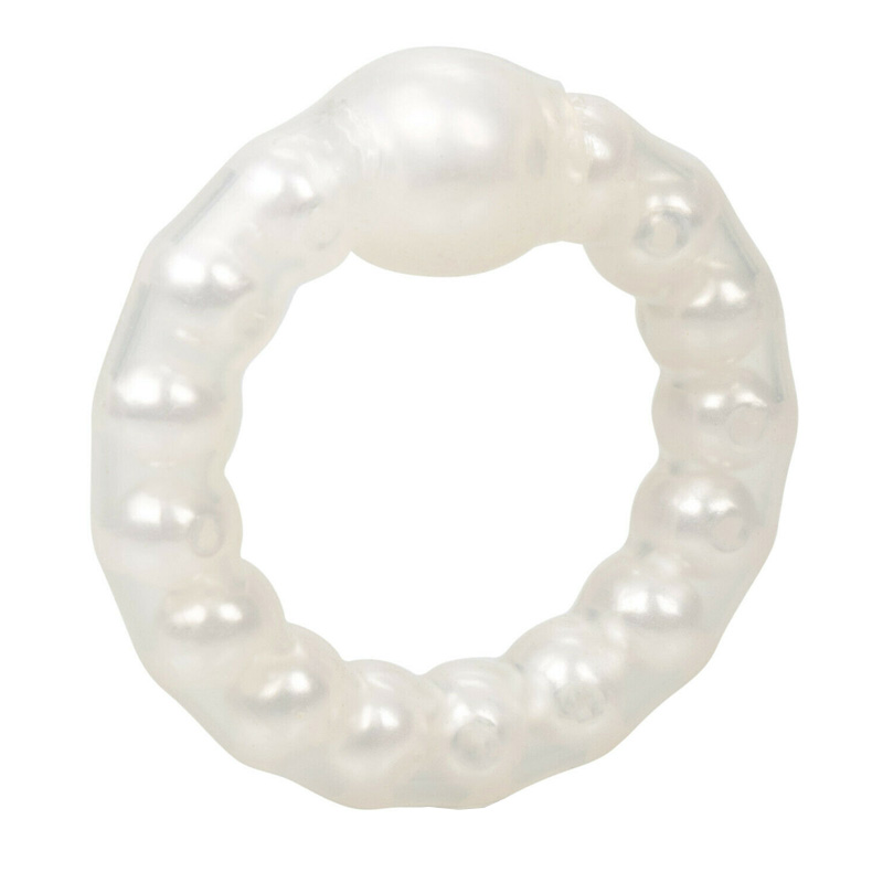 Inel erectie Pearl Beaded Prolong Alb