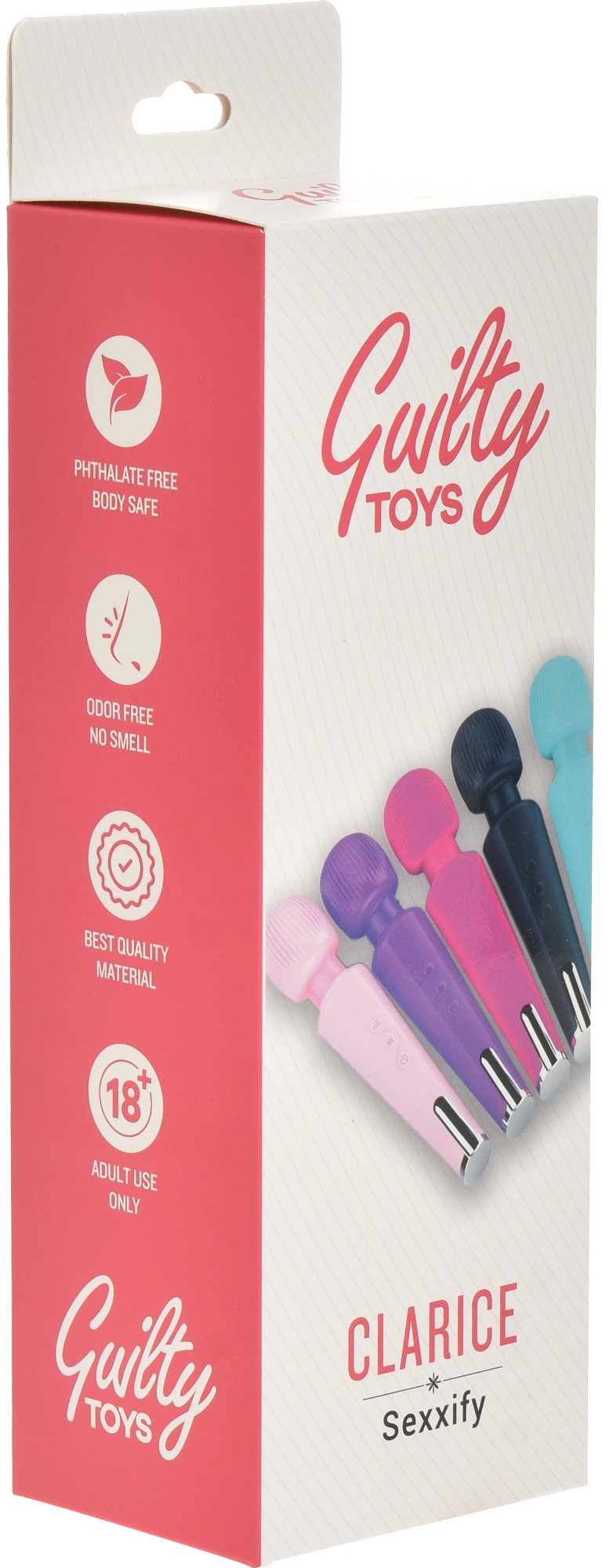 Vibrator Wand Clarice 20 Moduri+8 Intensitati Viteza Silicon USB Roz Inchis Guilty Toys