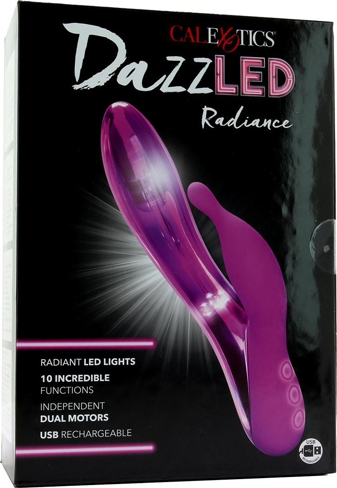 Vibrator Iepuras DazzLED Radiance, 10 Moduri Vibratii, Silicon, USB, Mov, 19 cm