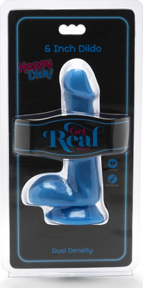 Dildo Happy Dicks Cu Testicule Albastru 16.5 cm