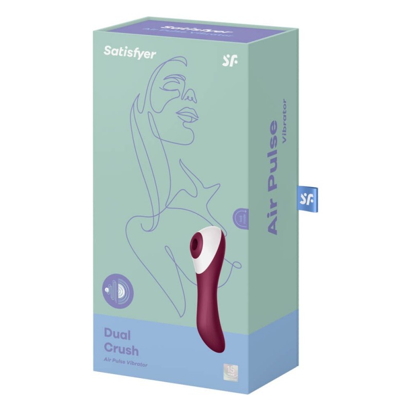 Stimulator Dual Crush Satisfyer Air Pulse Vibrator Silicon USB Rosu