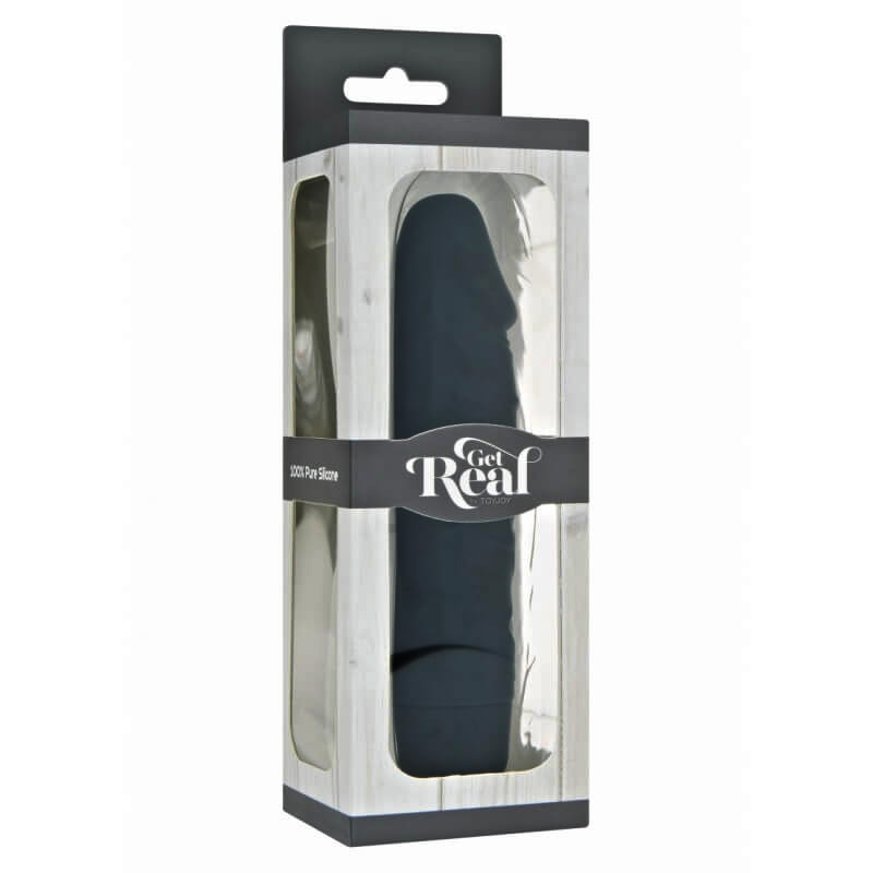 Mini Vibrator Realist Classic, Multispeed, Silicon, Negru, 15.5 cm