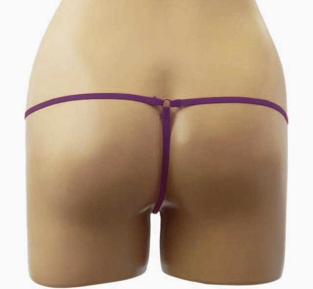 Micro Bikini cu Perle si Inele, Violet,  in SexShop KUR Romania