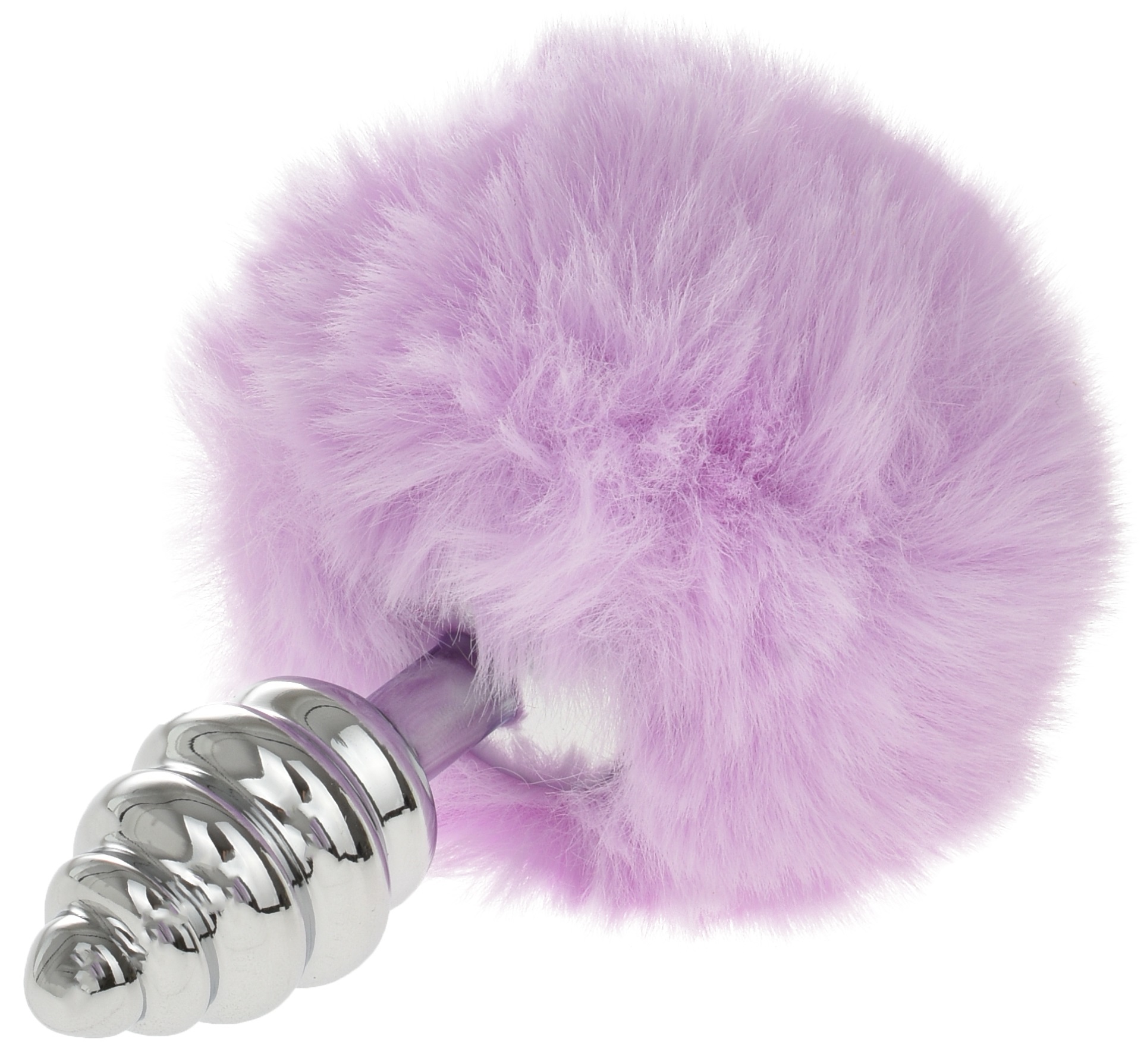 Dop Anal Fluffly Twist Small Metalic Coada Scurta Argintiu/Mov 7 cm Mokko Toys