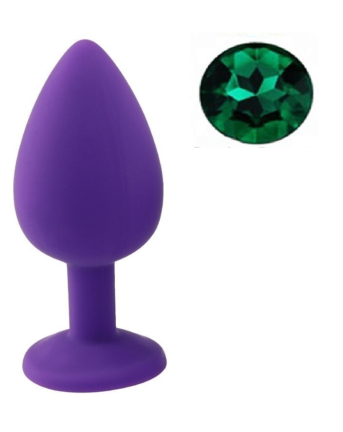 Dop Anal Shine Medium Silicon cu Bijuterie Mov/Verde Mokko Toys