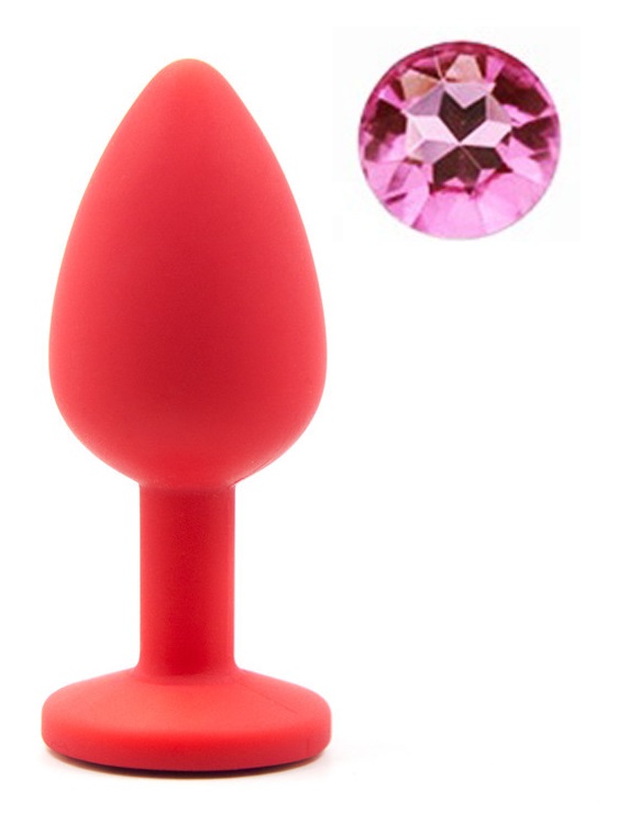 Dop Anal Silicone Buttplug Small Rosu/Roz Deschis Guilty Toys