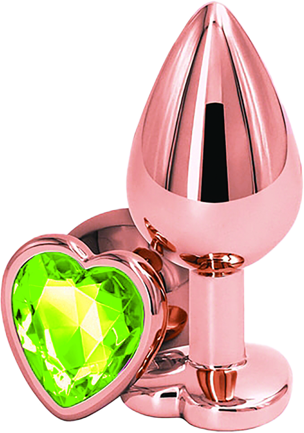 Dop Anal Brilliant Anal Plug Small, Rose Gold, Piatra Verde Deschis, Passion Labs