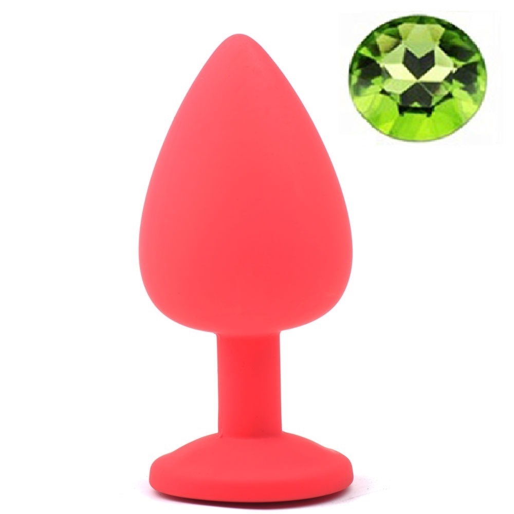 Dop Anal Diamond Buttplug Large Silicon Rosu/Verde Deschis Mokko Toys