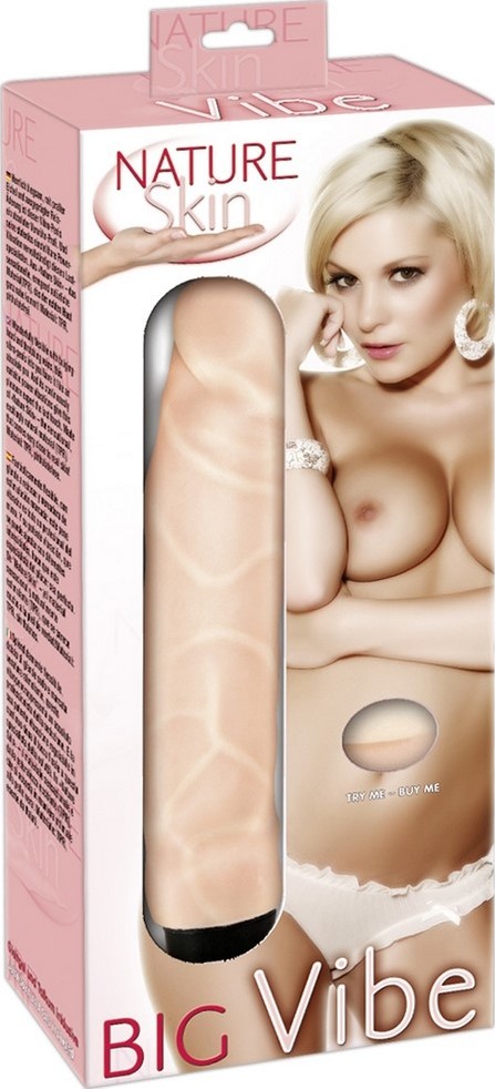 Vibrator Realist Big NatureSkin, 8 Moduri Vibratii, TPR, Natural, 23.5 cm