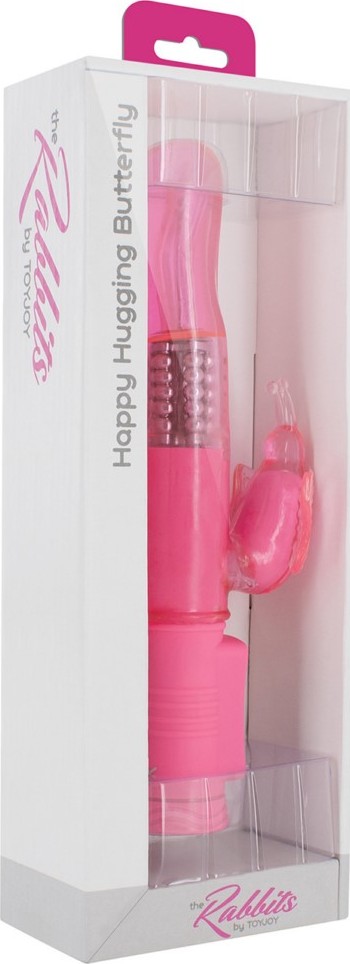 Vibrator Iepuras Happy Hugging, TPE, Roz, 22.5 cm