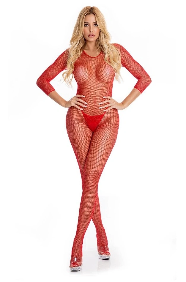 Bodystocking Risque Crotchless, Rosu, M/L