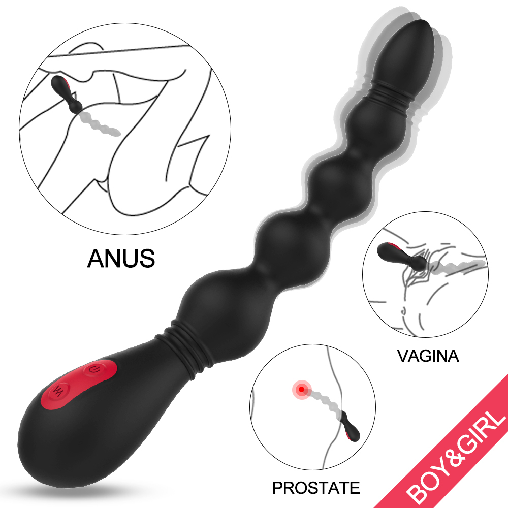 Bile Anale Nighty, 9 Moduri Vibratii, Silicon, USB, Negru, 21 cm, Guilty Toys, #2, Erotic24.ro