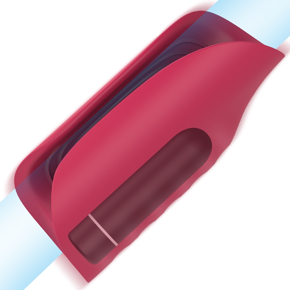 Masturbator Alden, 9 Moduri Vibratii, Silicon, USB, Rosu, 11.6 cm, Guilty Toys, Nr. 1, Erotic24.ro