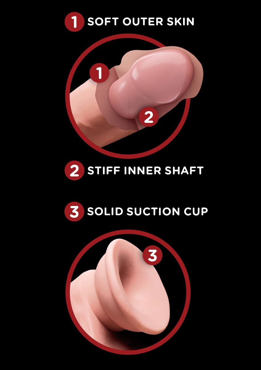 Dildo Realistic King Cock 3D Tripla Densitate Fanta Flesh Swinging Balls 21.5 cm, #3, Erotic24.ro