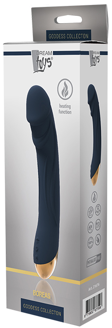 Vibrator Boreas Goddess Collection, 12 Moduri Vibratii, Functie Incalzire, Silicon, USB, Albastru Inchis, 21 cm, #2, Erotic24.ro