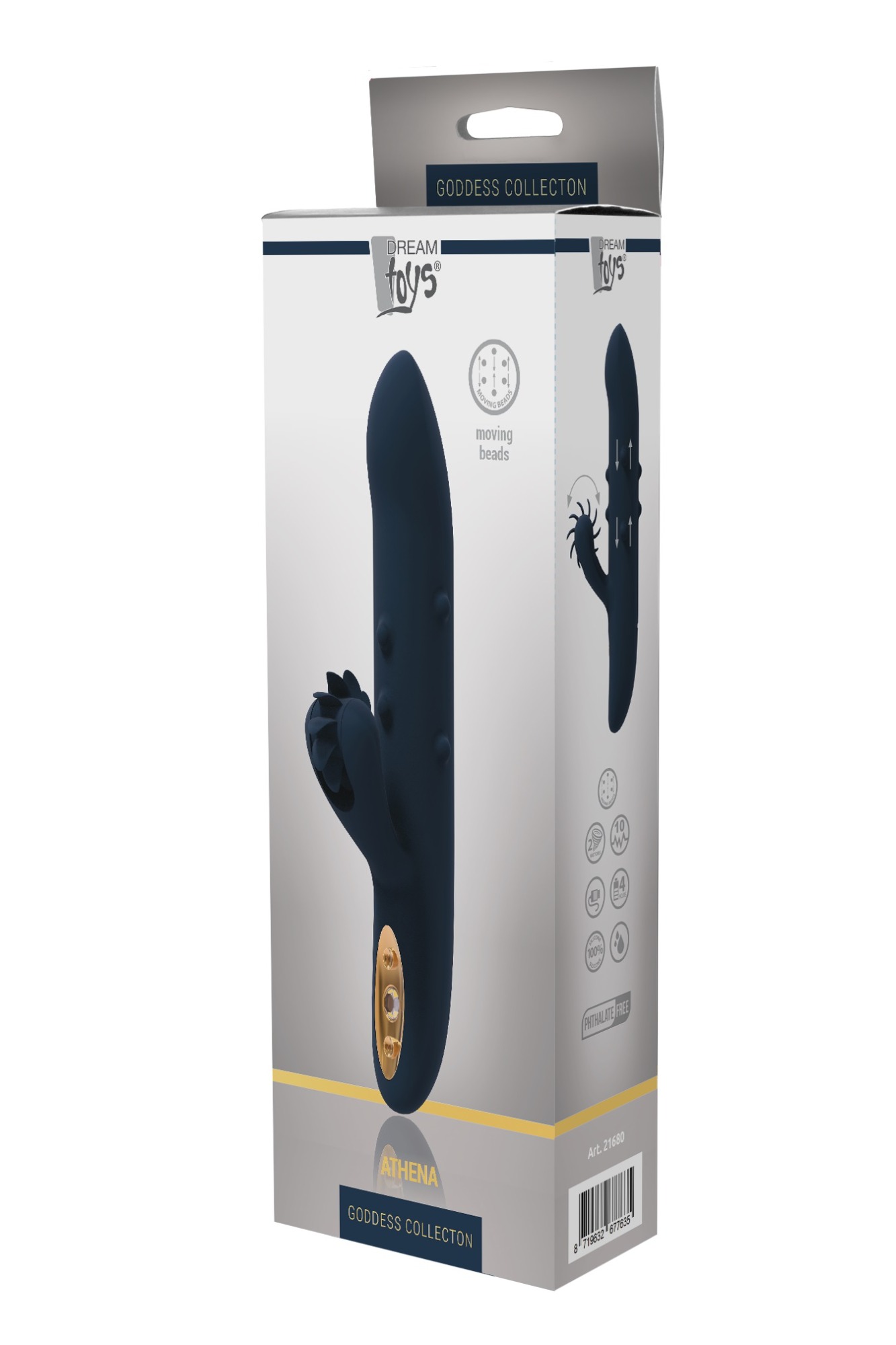 Vibrator Athena Goddess Collection, 10 Moduri Stimulatoare, Silicon, USB, Albastru Inchis, 23 cm, #6, Erotic24.ro