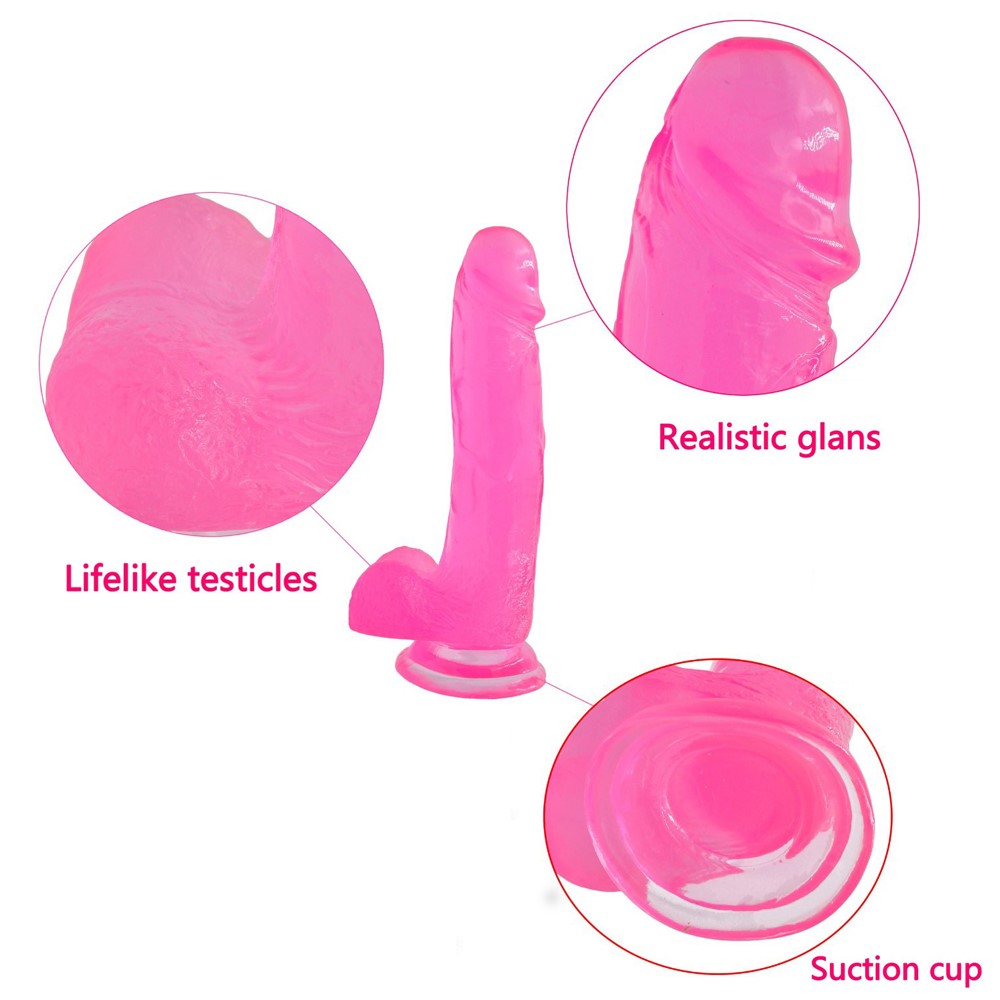Dildo Large Jelly Studs Roz 20 cm, #2, Erotic24.ro