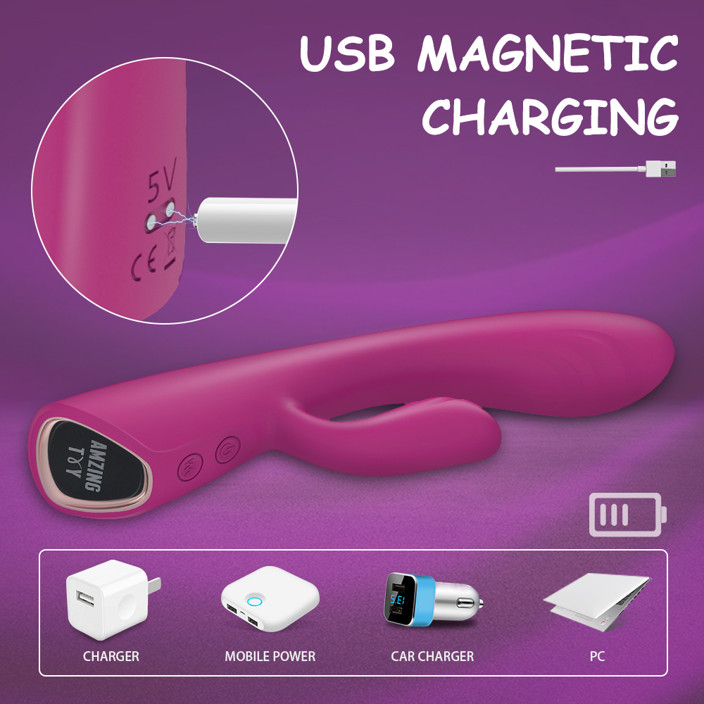 Vibrator Iepuras Ruffy Heating&Vibrations Silicon USB Rosu, Nr. 4, Erotic24.ro