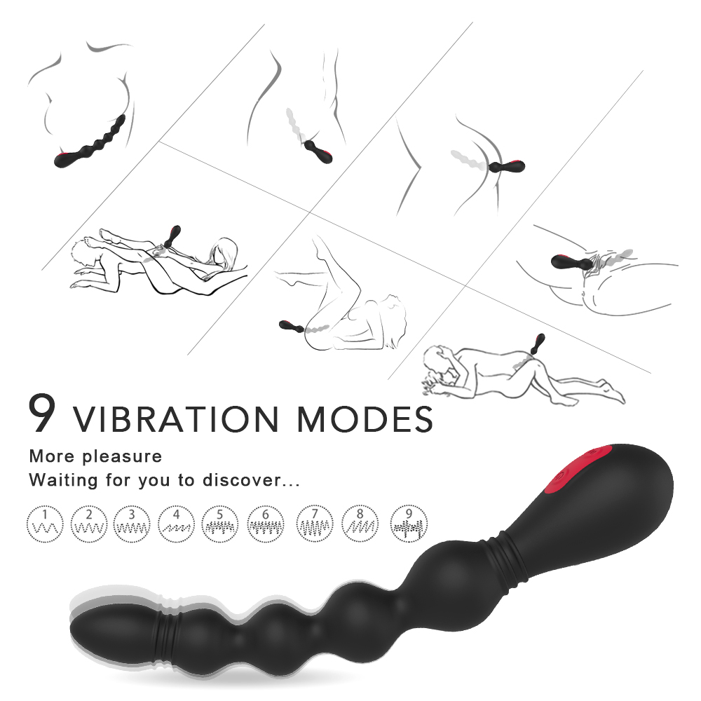 Bile Anale Nighty, 9 Moduri Vibratii, Silicon, USB, Negru, 21 cm, Guilty Toys, #5, Erotic24.ro