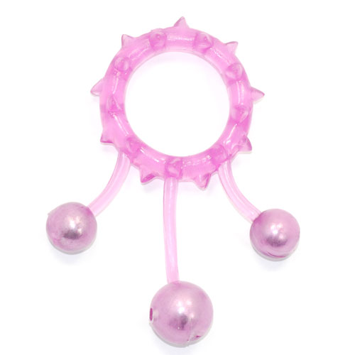 Inel de Penis cu 3 Bile Metalice Roz Passion Labs, Nr. 1, Erotic24.ro