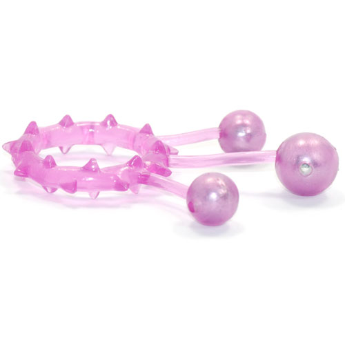 Inel de Penis cu 3 Bile Metalice Roz Passion Labs, Nr. 2, Erotic24.ro