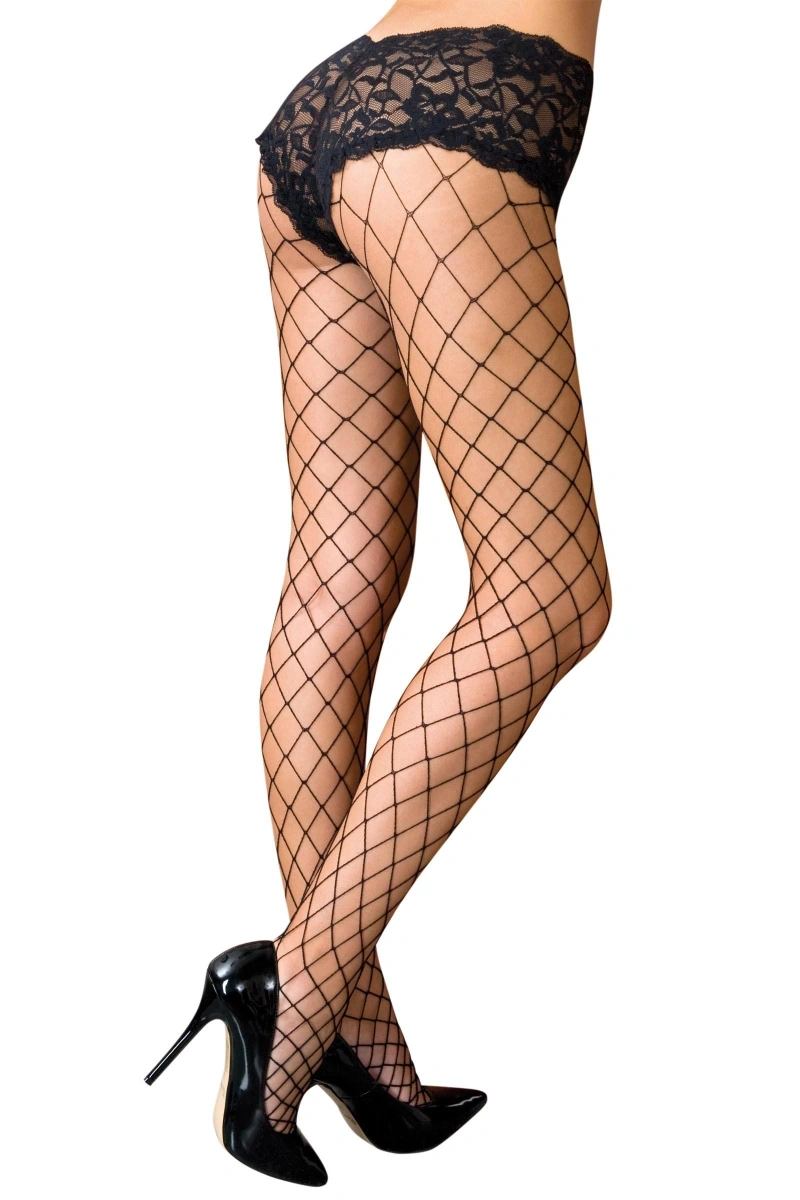 Ciorapi Delphine Plasa+Dantela, Size S, Negru, #2, Erotic24.ro