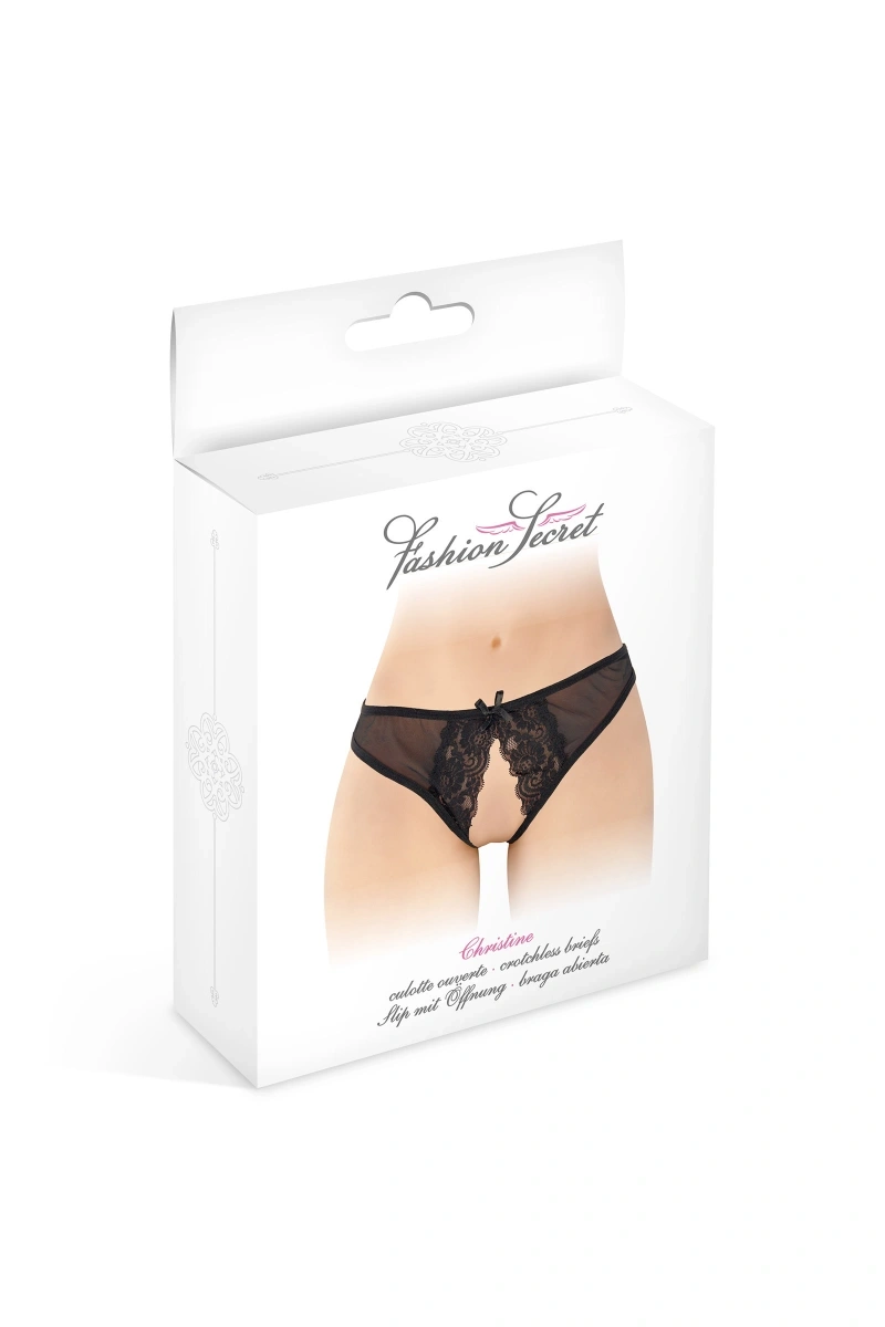 Bikini Crotchless Christine, Negru, S-L, Nr. 3, Erotic24.ro