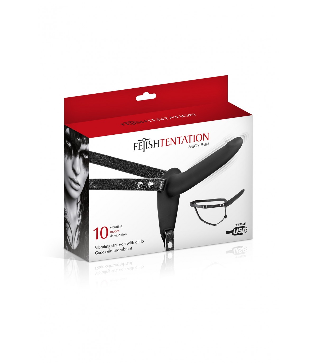 Strap-on 10 Moduri Vibratii, Silicon, USB, Negru, 15.5 cm, Nr. 4, Erotic24.ro