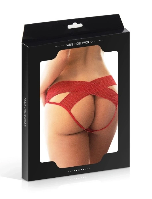 Bikini Sexy Open Back, Dantela Moale, Rosu, S/M, Nr. 3, Erotic24.ro