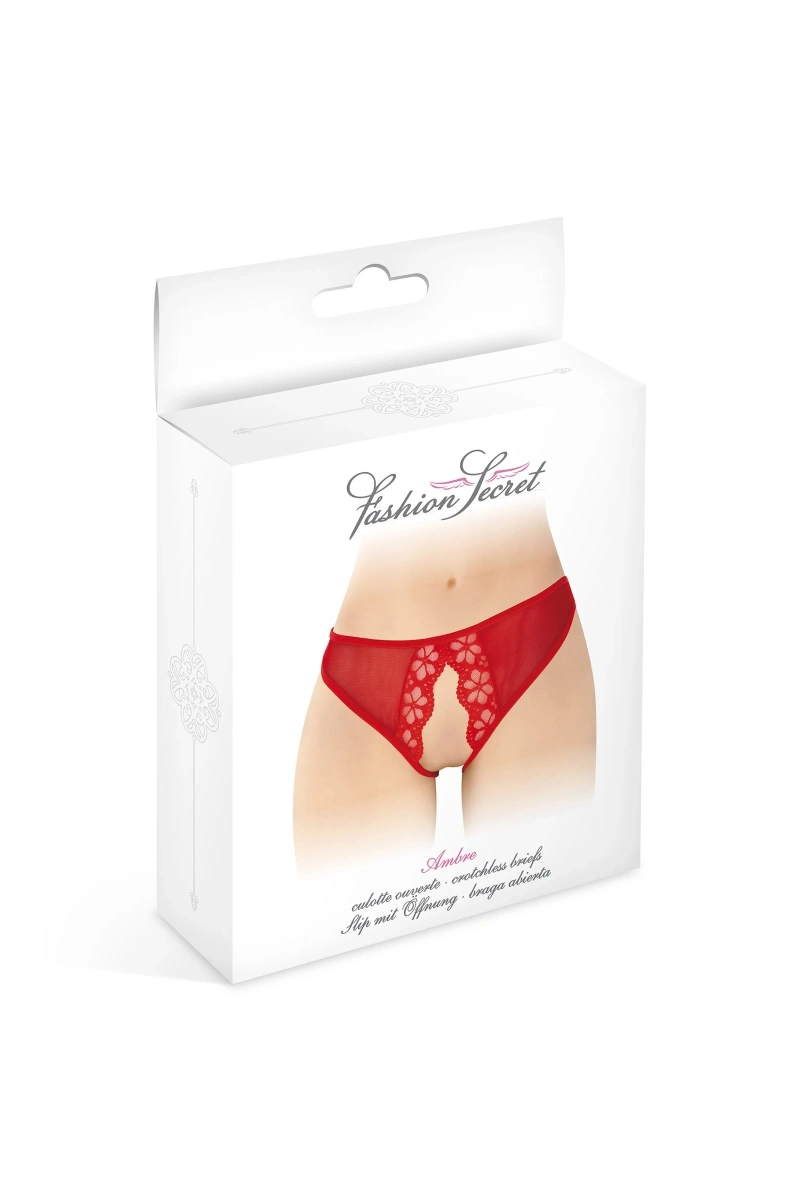 Bikini Crotchless Ambre, Rosu, S-L, #3, Erotic24.ro