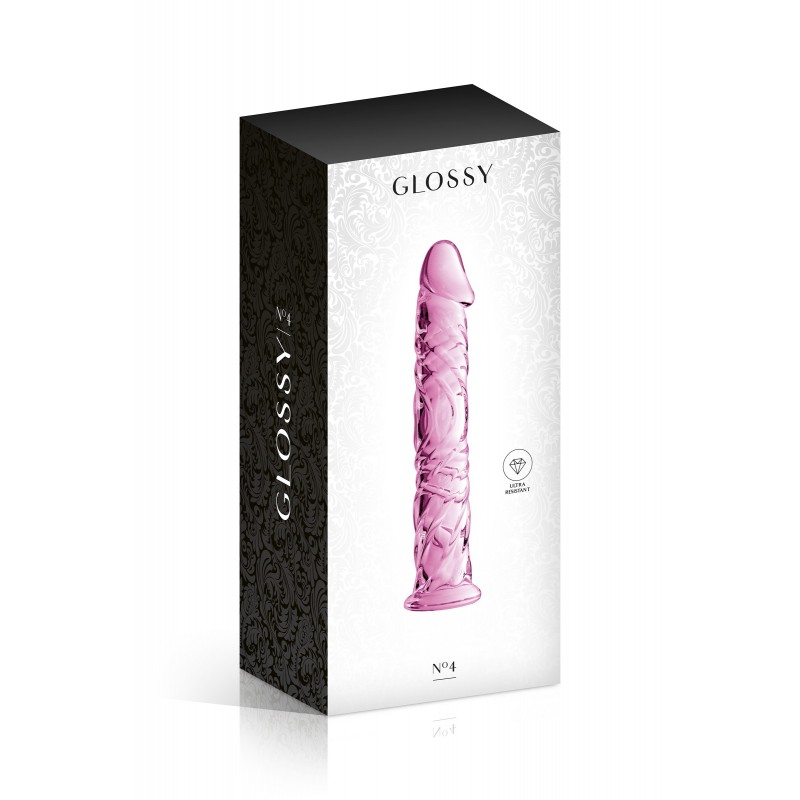 Dildo Realist Glossy din Sticla Ultra Rezistenta, Roz, 16.5 cm, #2, Erotic24.ro