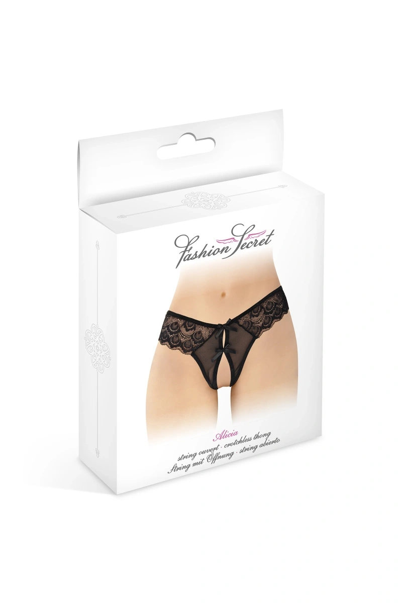 Bikini Crotchless Alicia, Negru, S-L, Nr. 3, Erotic24.ro