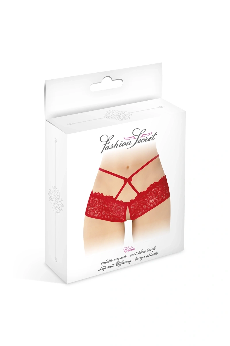 Bikini Crotchless Celia, Rosu, S-L, Nr. 3, Erotic24.ro