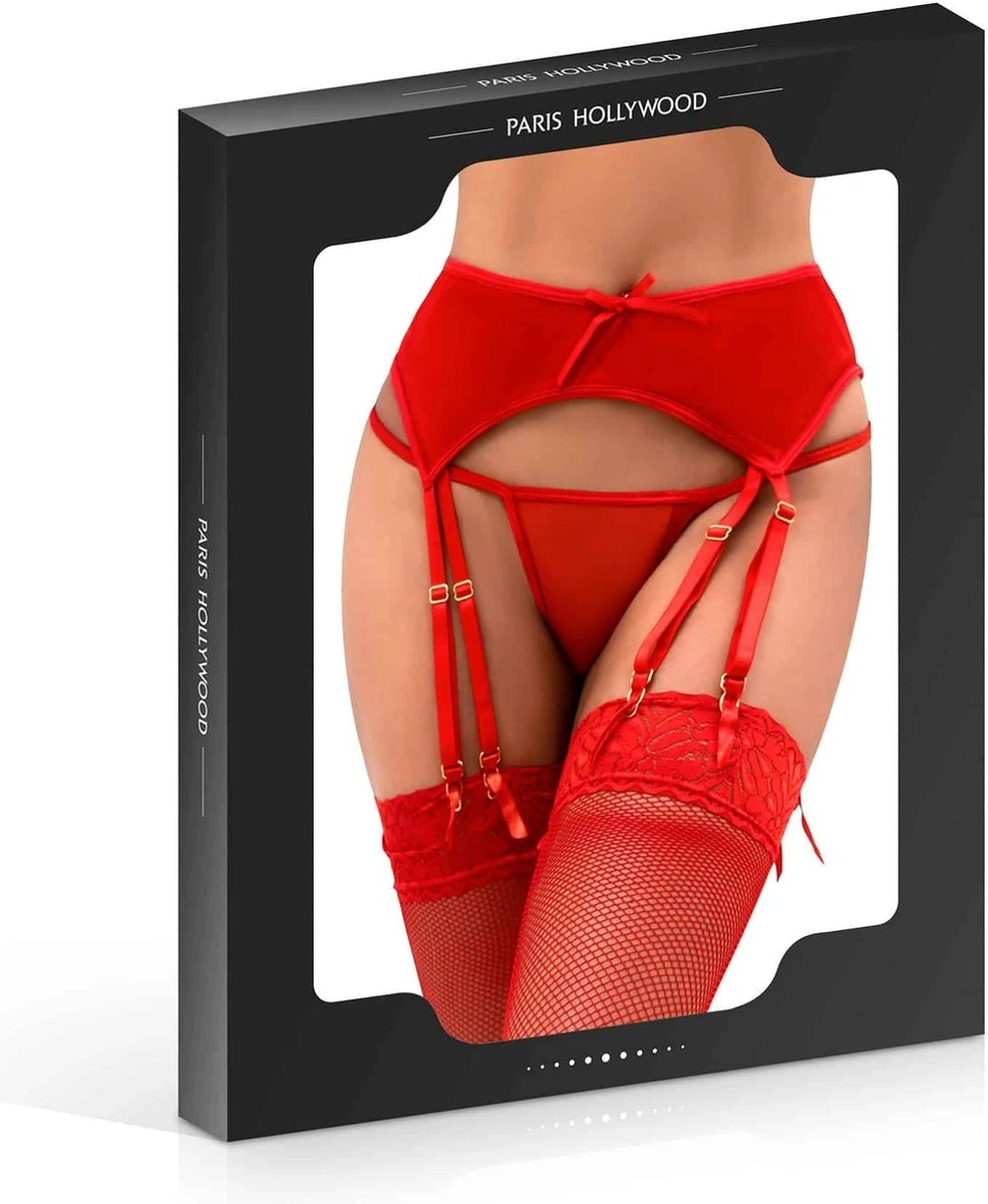 Portjartier si Bikini, Plasa Transparenta, Rosu, L/XL, #3, Erotic24.ro