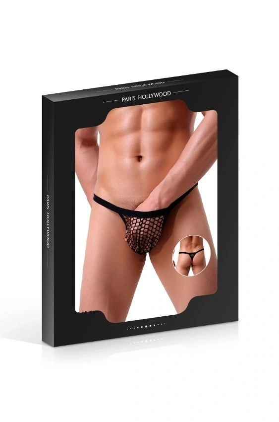 Bikini Tanga Barbati, Plasa Transparenta, Negru, M/L, #3, Erotic24.ro