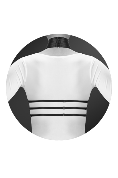 Harness de Piept Julia, Benzi Elastice Reglabile, Negru, Nr. 2, Erotic24.ro