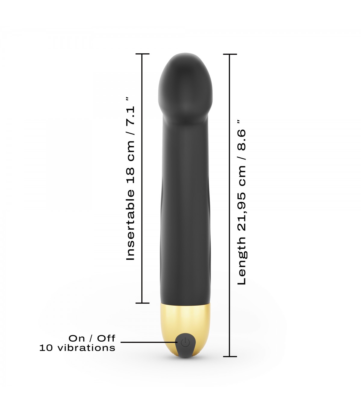 Vibrator Real Vibration M 2.0, 10 Moduri Vibratii, Silicon, USB, Negru/Auriu, 21.9 cm, Nr. 3, Erotic24.ro
