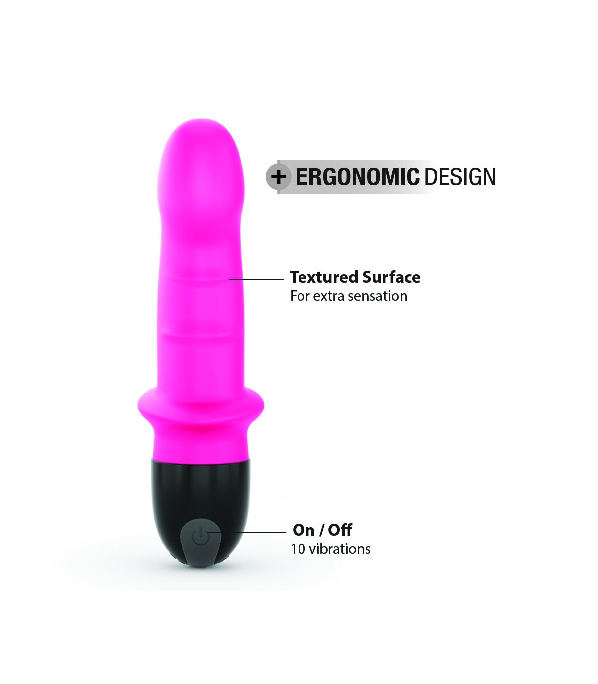 Vibrator Mini Lover 2.0, 10 Moduri Vibratii, Silicon, USB, Roz/Negru, 16.5 cm, #3, Erotic24.ro