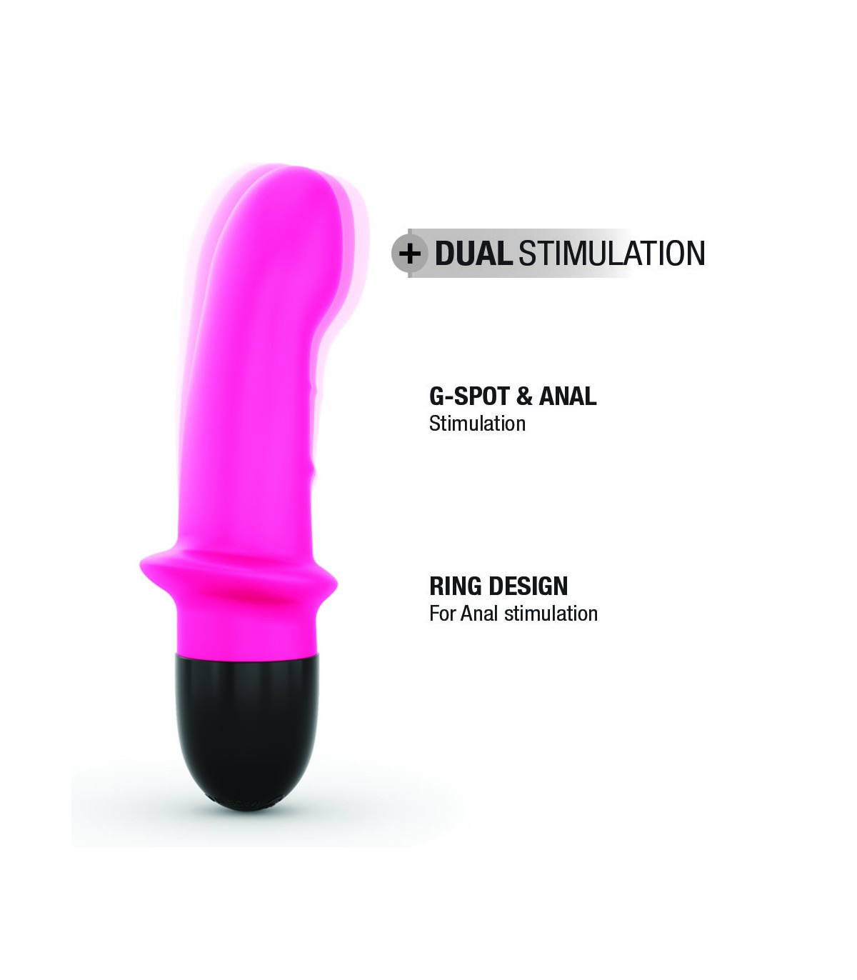 Vibrator Mini Lover 2.0, 10 Moduri Vibratii, Silicon, USB, Roz/Negru, 16.5 cm, #2, Erotic24.ro