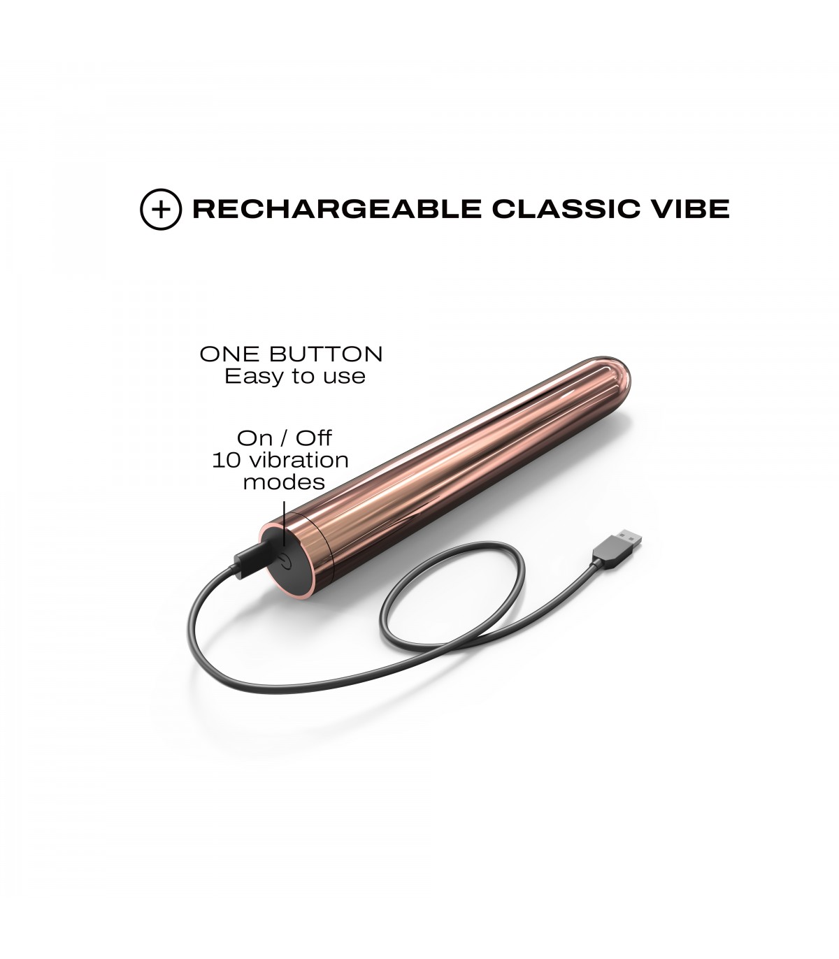 Vibrator Pink Lady 2.0, 10 Moduri Vibratii, ABS, USB, Rose Gold, 19 cm, #3, Erotic24.ro