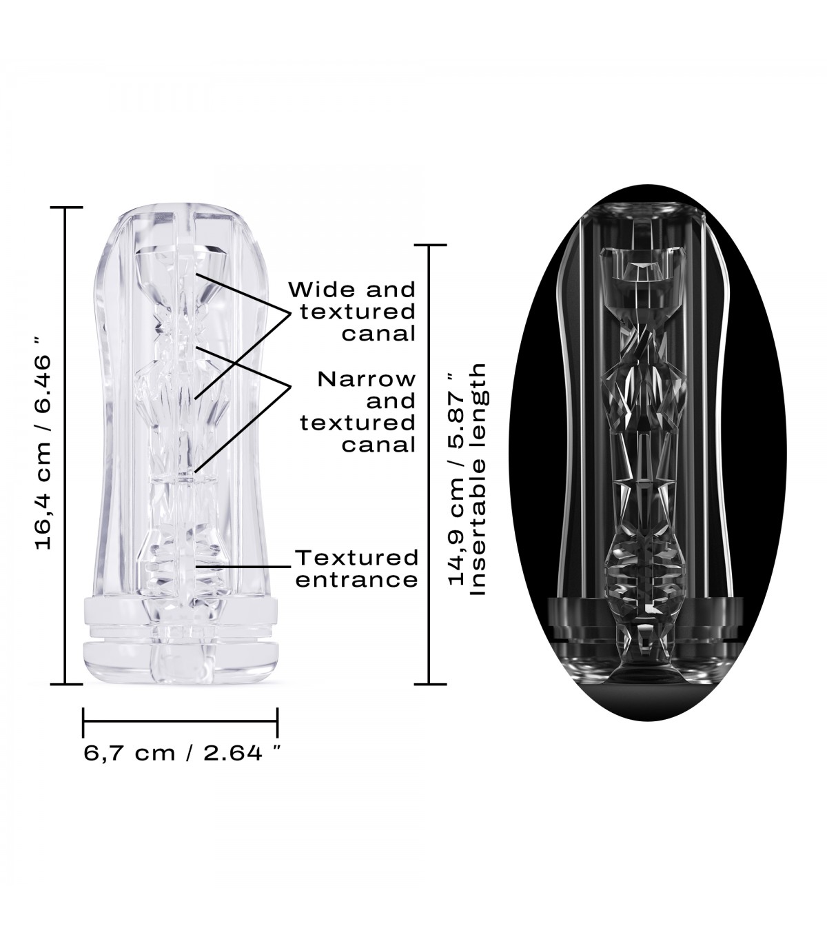 Masturbator Deep Blow Multi Sensation, TPE, Transparent, 16.4 cm, #3, Erotic24.ro