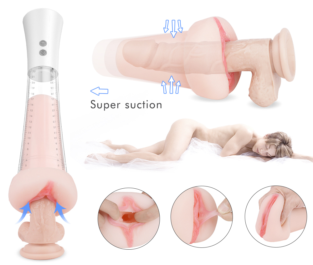 Masturbator Master Vibrating&Suction Vagina, TPE, Natural, 31.4 cm, Guilty Toys, #7, Erotic24.ro