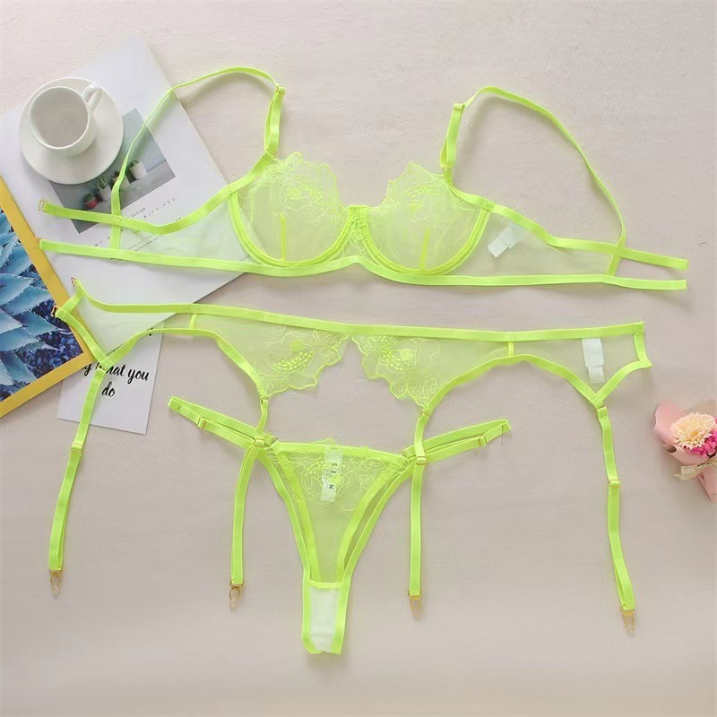 Set 3 Piese Lenjerie, Verde Neon, L, JGF Lingerie, Nr. 2, Erotic24.ro