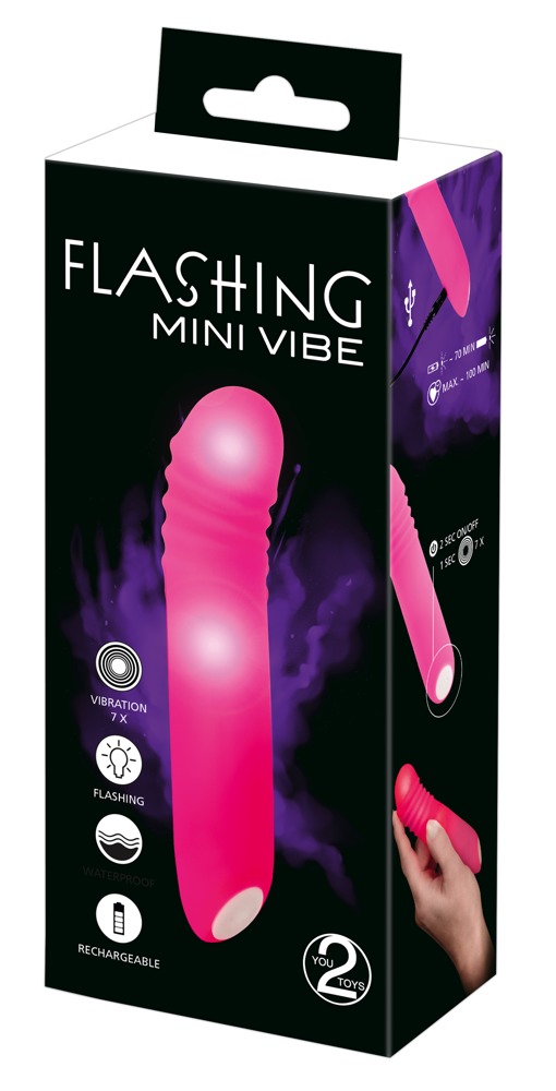 Vibrator Flashing, 7 Moduri Vibratii, Silicon, USB, Roz, 15 cm, Nr. 9, Erotic24.ro