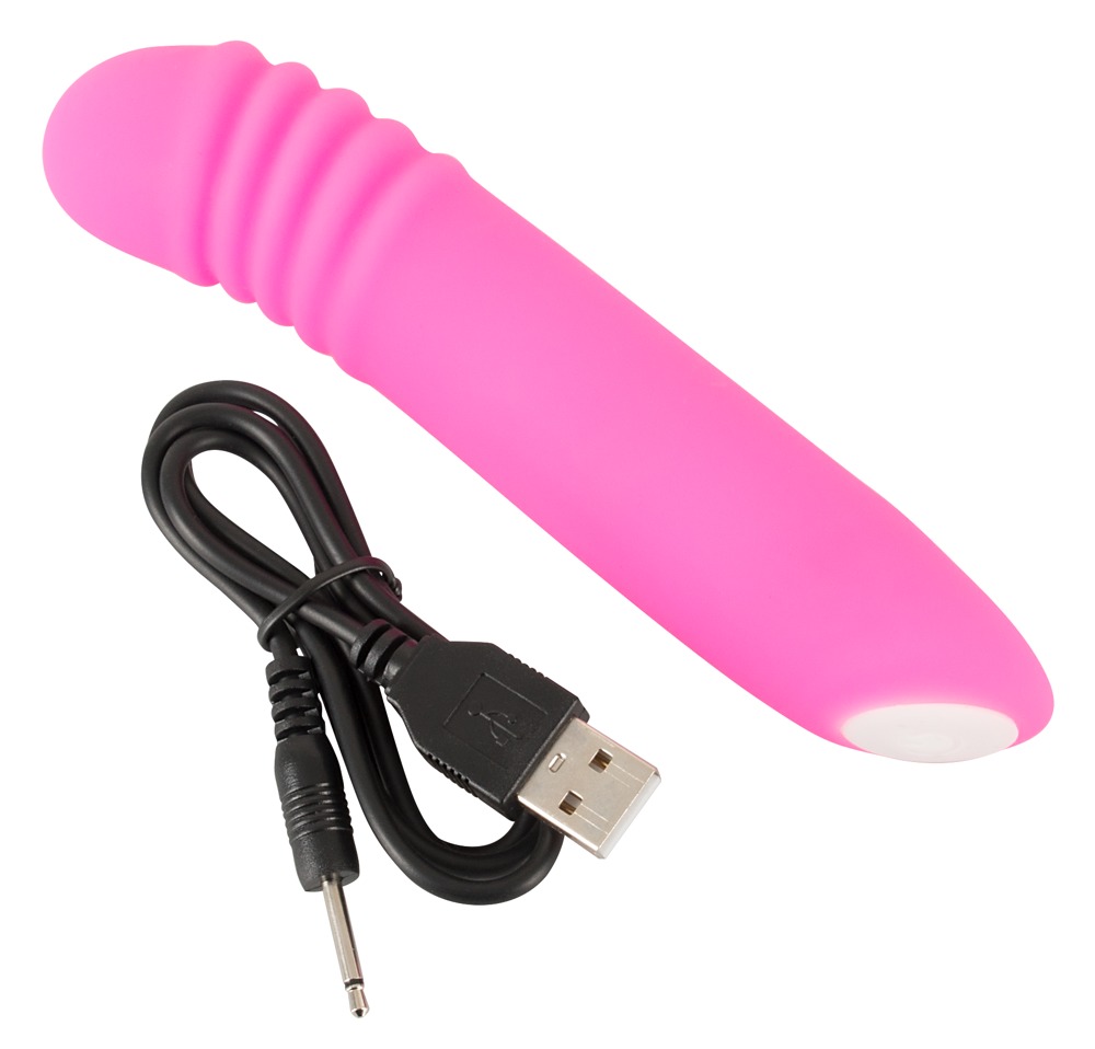 Vibrator Flashing, 7 Moduri Vibratii, Silicon, USB, Roz, 15 cm, Nr. 6, Erotic24.ro