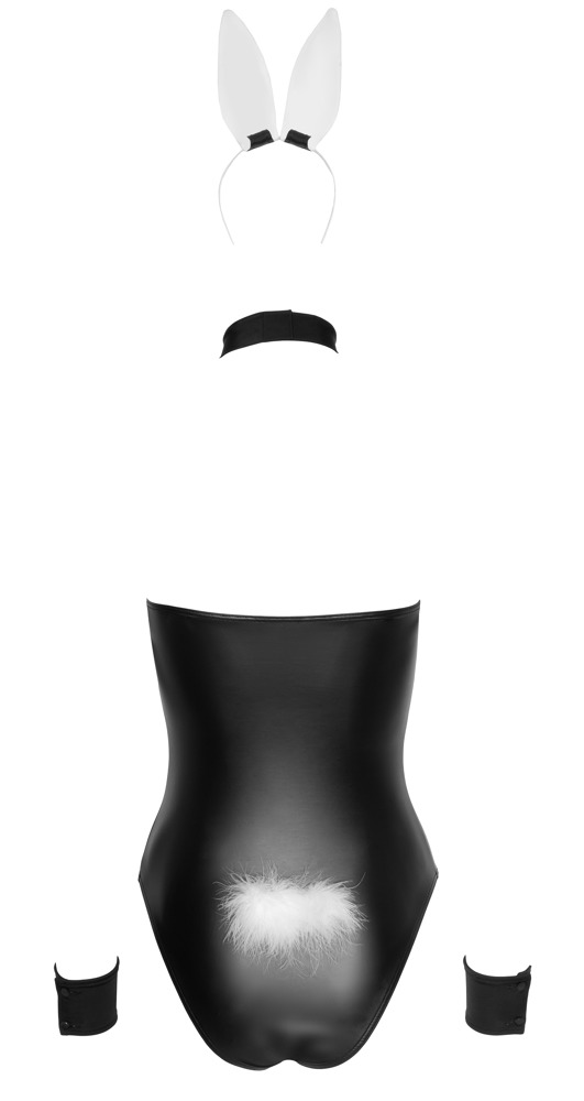 Set Lenjerie 4 Piese Bunny, Wetlook, Negru/Alb, S, #5, Erotic24.ro