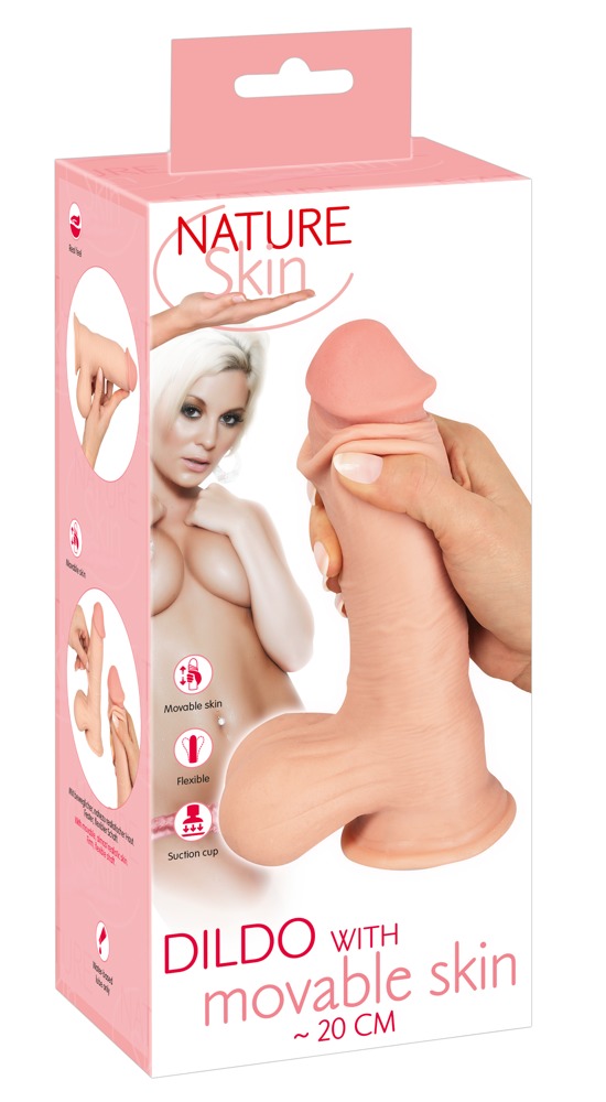 Dildo Realist Sliding Skin, Nature Skin, Natural, 19.9 cm, #9, Erotic24.ro