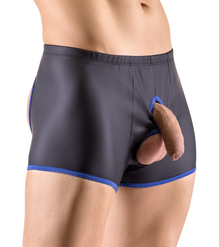 Boxeri cu Decupaje pentru Penis si Testicule, Negru/Albastru, S, #2, Erotic24.ro