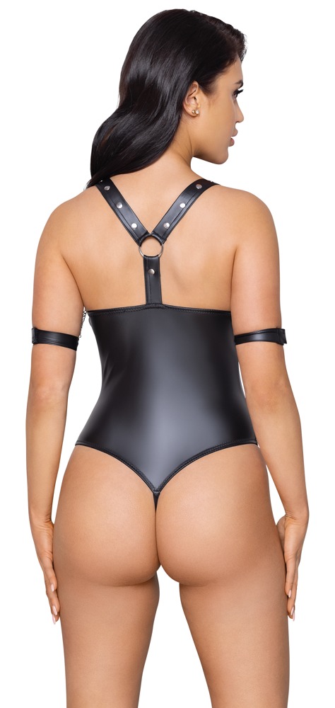 Body Crotchless, Wetlook, Negru, M, Nr. 4, Erotic24.ro